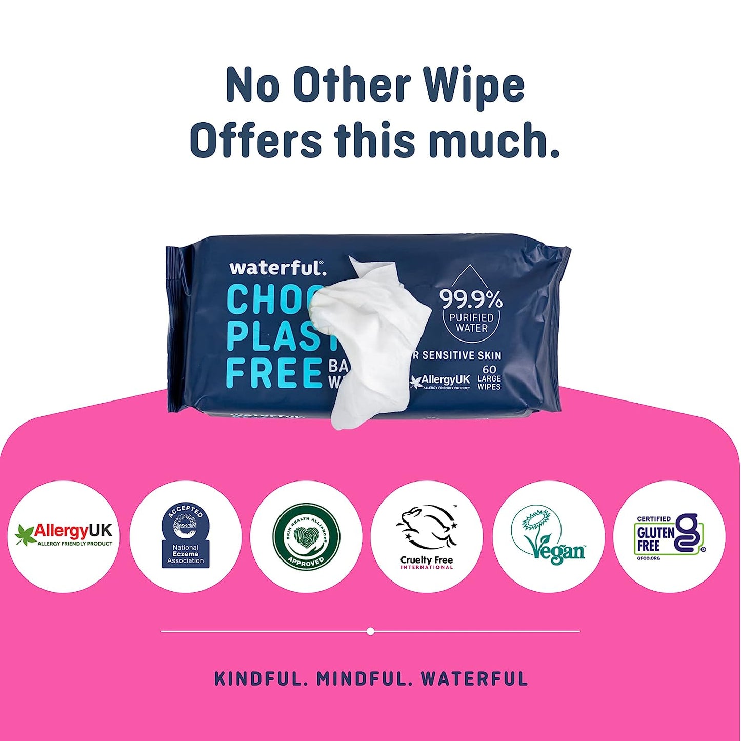 Waterful Plastic Free Baby Wipes 60s (3 x packs)
