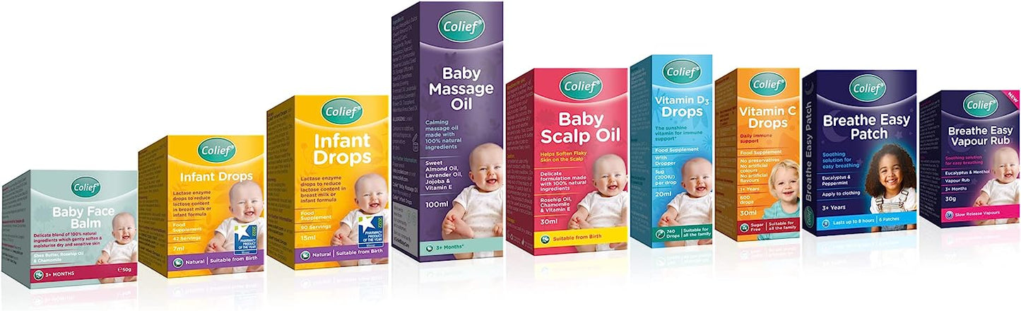 Colief Baby Face Balm | 100% Natural Oils & Butters for Infants | Gently Moisturise Baby's Dry & Sensitive Skin | Contains Shea Butter, Chamomile, Rosehip Oil, Coconut Oil | for Babies 3+ Months 50g