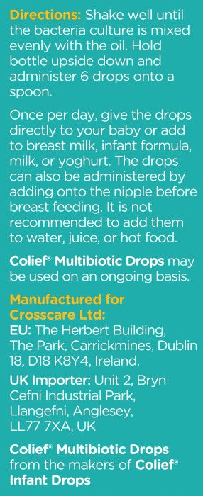 Colief Multibiotic Drops Baby| 2 Probiotic Strains Lactobacillus Rhamnosus &Bifidobacterium Infantis | Suitable From Birth |1.1 Billion Live Cultures For Newborns | Scientically Proven Friendly Bacteria For Babies & Children | 8ml