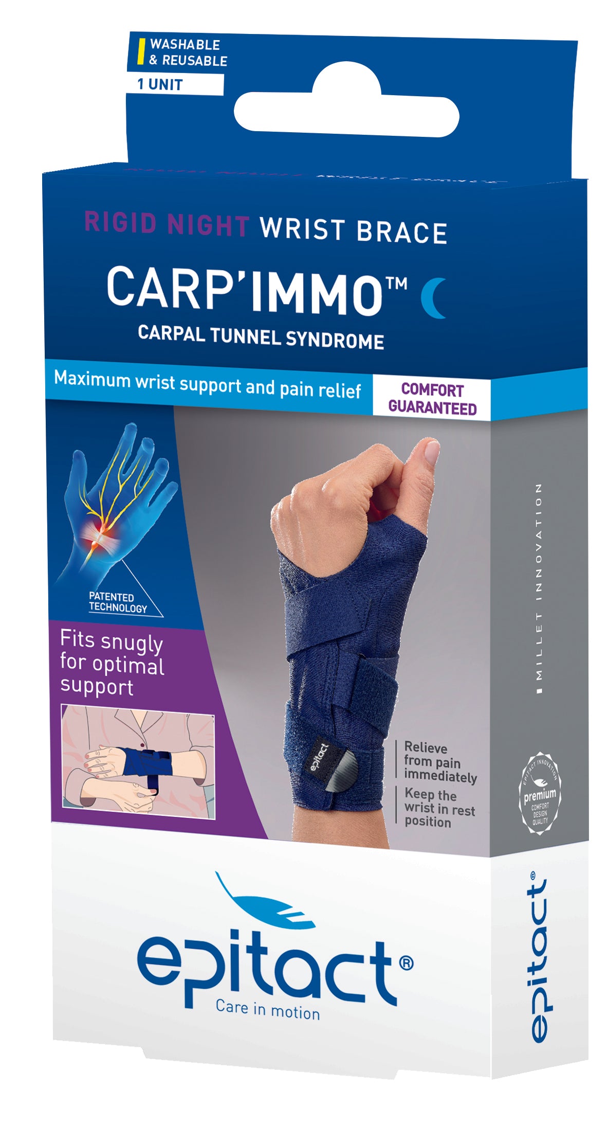 Epitact - CARP'IMMO™ - Night - Relieves Carpal Tunnel Syndrome - (Left Hand)