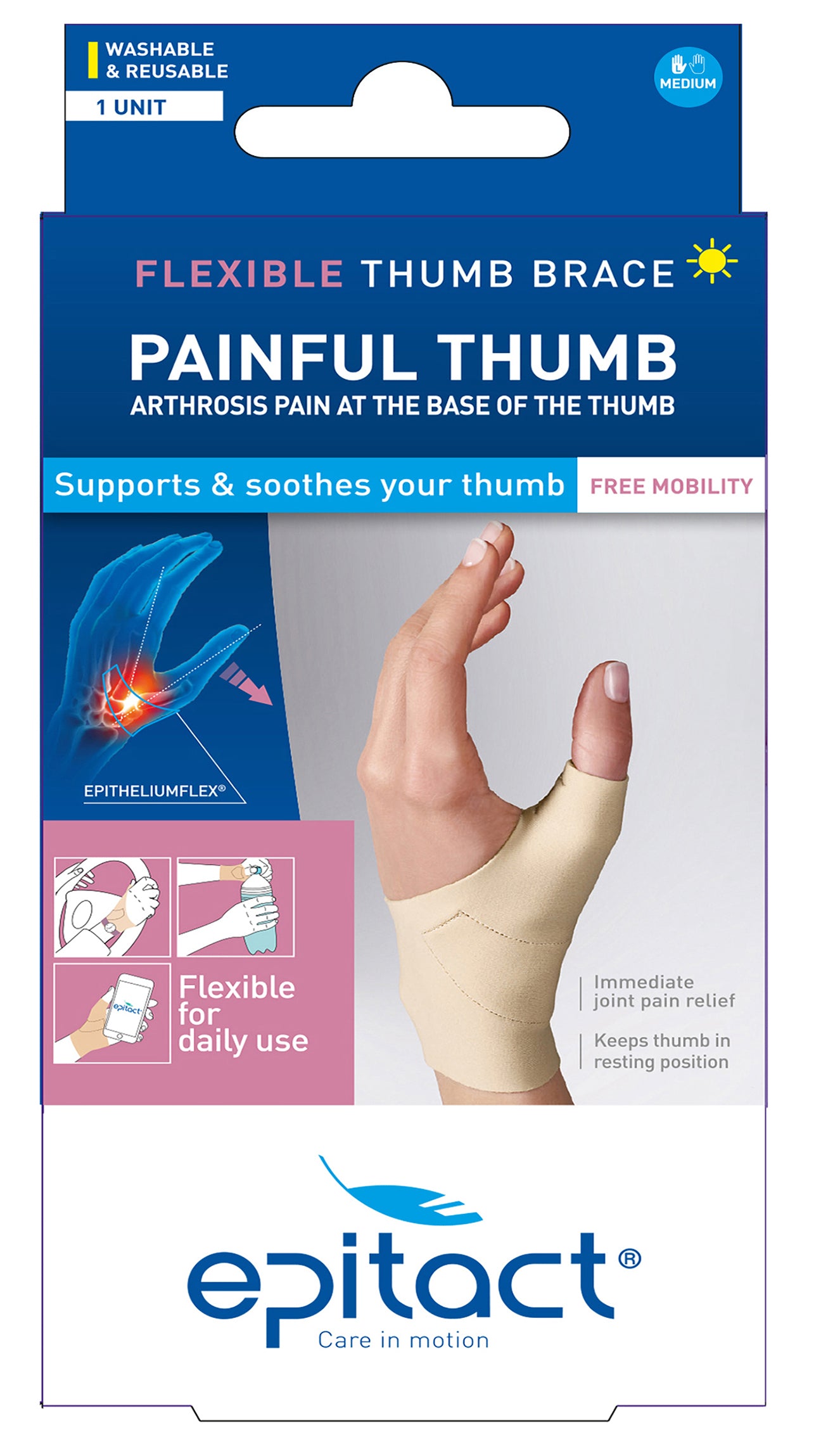 Epitact - Flexible Thumb Brace - Relieves Joint Pain (Right Hand)